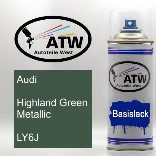 Audi, Highland Green Metallic, LY6J: 400ml Sprühdose, von ATW Autoteile West.